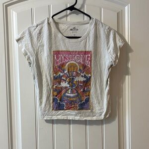 Hollister White Tee with Vibrant Mystique Graphic